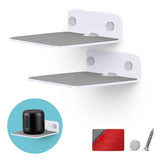 (2 PACK) 4" SMALL FLOATING SHELF BLUETOOTH SPEAKER STAND, ADHESIVE & SCREW WALL MOUNT, ANTI SLIP, FOR CAMERAS, BABY MONITORS, WEBCAM, ROUTER & MORE