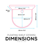 5” SMALL FLOATING SHELF, ADHESIVE & SCREW IN, FOR BLUETOOTH SPEAKERS, CAMERAS, PLANTS, BOOKS, TOYS & MORE, UNIVERSAL SHELVES, EASY TO INSTALL (SHELF CF2105 WHITE) - WHITE