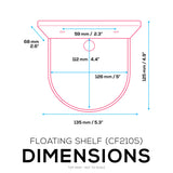 5” SMALL FLOATING SHELF, ADHESIVE & SCREW IN, FOR BLUETOOTH SPEAKERS, CAMERAS, PLANTS, BOOKS, TOYS & MORE, UNIVERSAL SHELVES, EASY TO INSTALL (SHELF CF2105 WHITE) - WHITE