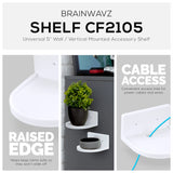5” SMALL FLOATING SHELF, ADHESIVE & SCREW IN, FOR BLUETOOTH SPEAKERS, CAMERAS, PLANTS, BOOKS, TOYS & MORE, UNIVERSAL SHELVES, EASY TO INSTALL (SHELF CF2105 WHITE) - WHITE