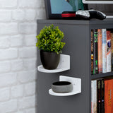 5” SMALL FLOATING SHELF, ADHESIVE & SCREW IN, FOR BLUETOOTH SPEAKERS, CAMERAS, PLANTS, BOOKS, TOYS & MORE, UNIVERSAL SHELVES, EASY TO INSTALL (SHELF CF2105 WHITE) - WHITE