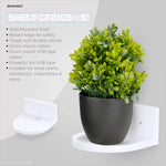 5” SMALL FLOATING SHELF, ADHESIVE & SCREW IN, FOR BLUETOOTH SPEAKERS, CAMERAS, PLANTS, BOOKS, TOYS & MORE, UNIVERSAL SHELVES, EASY TO INSTALL (SHELF CF2105 WHITE) - WHITE