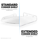 2-PACK 8” CORNER FLOATING SHELF FOR SPEAKERS, BOOKS, DECOR, PLANTS, CAMERAS, PHOTOS, KITCHEN, BATHROOM, ROUTERS & MORE UNIVERSAL SMALL HOLDER ACRYLIC WALL SHELVES