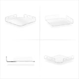 2-PACK 8” CORNER FLOATING SHELF FOR SPEAKERS, BOOKS, DECOR, PLANTS, CAMERAS, PHOTOS, KITCHEN, BATHROOM, ROUTERS & MORE UNIVERSAL SMALL HOLDER ACRYLIC WALL SHELVES