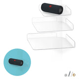 3-PACK MIXED SIZE CORNER SHELF (8” 9.5” & 10”) FOR SPEAKERS, BOOKS, DECOR, PLANTS, CAMERAS, PHOTOS, KITCHEN, BATHROOM, ROUTERS & MORE UNIVERSAL SMALL HOLDER ACRYLIC WALL SHELVES - WHITE
