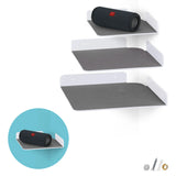 3-PACK MIXED SIZE CORNER SHELF (8” 9.5” & 10”) FOR SPEAKERS, BOOKS, DECOR, PLANTS, CAMERAS, PHOTOS, KITCHEN, BATHROOM, ROUTERS & MORE UNIVERSAL SMALL HOLDER ACRYLIC WALL SHELVES - WHITE