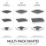 3-PACK MIXED SIZE CORNER SHELF (8” 9.5” & 10”) FOR SPEAKERS, BOOKS, DECOR, PLANTS, CAMERAS, PHOTOS, KITCHEN, BATHROOM, ROUTERS & MORE UNIVERSAL SMALL HOLDER ACRYLIC WALL SHELVES - WHITE