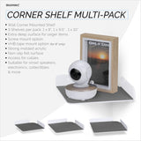 3-PACK MIXED SIZE CORNER SHELF (8” 9.5” & 10”) FOR SPEAKERS, BOOKS, DECOR, PLANTS, CAMERAS, PHOTOS, KITCHEN, BATHROOM, ROUTERS & MORE UNIVERSAL SMALL HOLDER ACRYLIC WALL SHELVES - WHITE