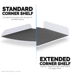 3-PACK MIXED SIZE CORNER SHELF (8” 9.5” & 10”) FOR SPEAKERS, BOOKS, DECOR, PLANTS, CAMERAS, PHOTOS, KITCHEN, BATHROOM, ROUTERS & MORE UNIVERSAL SMALL HOLDER ACRYLIC WALL SHELVES - WHITE