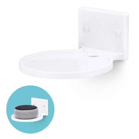 5” ROUND FLOATING SHELF, SCREW & ADHESIVE, FOR SECURITY CAMERAS, BABY MONITORS, SPEAKERS, PLANTS & MORE - WHITE