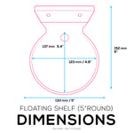 5” ROUND FLOATING SHELF, SCREW & ADHESIVE, FOR SECURITY CAMERAS, BABY MONITORS, SPEAKERS, PLANTS & MORE - WHITE