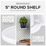5” ROUND FLOATING SHELF, SCREW & ADHESIVE, FOR SECURITY CAMERAS, BABY MONITORS, SPEAKERS, PLANTS & MORE - WHITE