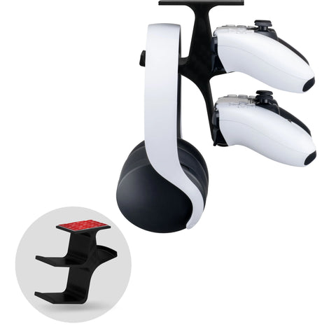 THE TREO - UNDER DESK DUAL CONTROLLER & HEADPHONE HANGER - BLACK