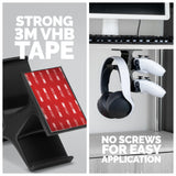 THE TREO - UNDER DESK DUAL CONTROLLER & HEADPHONE HANGER - BLACK