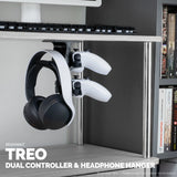 THE TREO - UNDER DESK DUAL CONTROLLER & HEADPHONE HANGER - BLACK