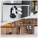 THE TREO - UNDER DESK DUAL CONTROLLER & HEADPHONE HANGER - BLACK