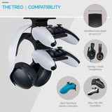 THE TREO - UNDER DESK DUAL CONTROLLER & HEADPHONE HANGER - BLACK
