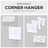 Corner Wall Mount For YI Home (3 Pack) Security Camera - Adhesive Holder, No Hassle Bracket, Strong 3M VHB Tape, No Screws, No Mess Install (White)