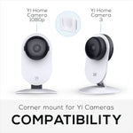 Corner Wall Mount For YI Home (3 Pack) Security Camera - Adhesive Holder, No Hassle Bracket, Strong 3M VHB Tape, No Screws, No Mess Install (White)
