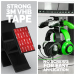 THE ANVIL - UNDER DESK DUAL CONTROLLER & DUAL HEADPHONE HANGER - ADHESIVE MOUNT, EASY TO INSTALL, NO SCREWS