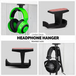 BIGJ - UNDER DESK HEADPHONE HANGER AND CABLE ORGANISER - 2 PACK - BLACK