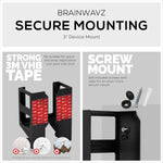 VERTICAL 3" WALL MOUNT AND HEADPHONE HANGER HOLDER, ADHESIVE & SCREW-IN FOR LAPTOPS, MODEM ROUTER MESH TV CABLE BOX, NETWORK SWITCH & MORE
