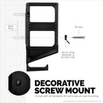 VERTICAL 3" WALL MOUNT AND HEADPHONE HANGER HOLDER, ADHESIVE & SCREW-IN FOR LAPTOPS, MODEM ROUTER MESH TV CABLE BOX, NETWORK SWITCH & MORE
