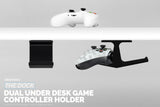 THE DOCK - DUAL UNDER DESK GAME CONTROLLER HANGER FOR XBOX, PS5/PS4, UNIVERSAL MOUNT, NO MESS & EASY TO INSTALL