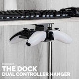 THE DOCK - DUAL UNDER DESK GAME CONTROLLER HANGER FOR XBOX, PS5/PS4, UNIVERSAL MOUNT, NO MESS & EASY TO INSTALL