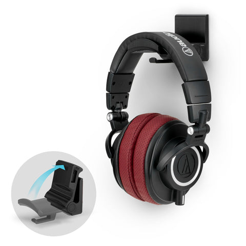 HINGE - FOLDABLE WALL MOUNTED HEADPHONE HANGER - BLACK