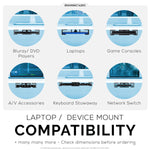 UNDER DESK LAPTOP HOLDER MOUNT WITH ADHESIVE & SCREWS FOR DEVICES LIKE LAPTOPS MACBOOKS SURFACE KEYBOARD ROUTERS MODEM CABLE BOX NETWORK SWITCH & MORE