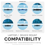 UNDER DESK LAPTOP HOLDER MOUNT WITH ADHESIVE & SCREWS FOR DEVICES LIKE LAPTOPS MACBOOKS SURFACE KEYBOARD ROUTERS MODEM CABLE BOX NETWORK SWITCH & MORE