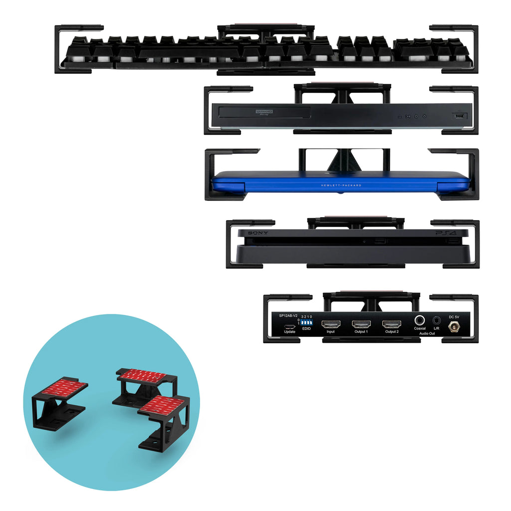 UNDER DESK LAPTOP HOLDER MOUNT WITH ADHESIVE & SCREWS FOR DEVICES