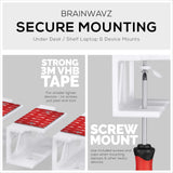UNDER DESK LAPTOP HOLDER MOUNT WITH ADHESIVE & SCREWS FOR DEVICES LIKE LAPTOPS MACBOOKS SURFACE KEYBOARD ROUTERS MODEM CABLE BOX NETWORK SWITCH & MORE
