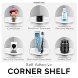 SMALL ADHESIVE CORNER FLOATING SHELF FOR SECURITY CAMERAS, BABY MONITORS, SPEAKERS, PLANTS & MORE