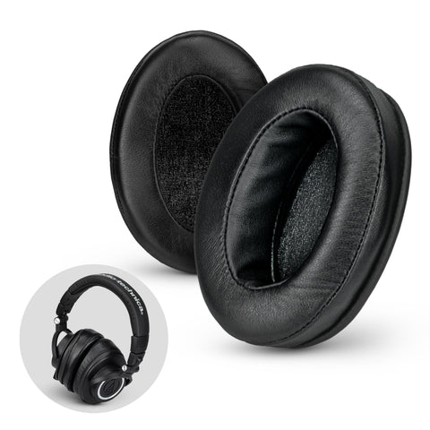 SHEEPSKIN LEATHER ANGLED OVAL HEADPHONE MEMORY FOAM EARPADS