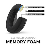 BRAINWAVZ GEL GAMING EARPADS - OVAL - MICRO SUEDE WITH MEMORY FOAM