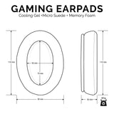 BRAINWAVZ GEL GAMING EARPADS - OVAL - MICRO SUEDE WITH MEMORY FOAM