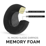 HEADPHONE MEMORY FOAM EARPADS - XL SIZE - MICRO SUEDE