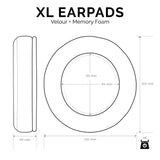 HEADPHONE MEMORY FOAM EARPADS - XL SIZE - VELOUR