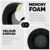 ÉCOUTEURS EN MOUSSE À MÉMOIRE POUR CASQUE - ROND - VELOURS