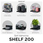 6.7" WIDE FLOATING ADHESIVE SHELF (200) W/ CABLE ACCESS FOR CAMERAS, BABY MONITORS, PLANTS & MORE (172MM X 105MM / 6.7” X 4.1”)