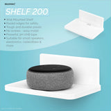 6.7" WIDE FLOATING ADHESIVE SHELF (200) W/ CABLE ACCESS FOR CAMERAS, BABY MONITORS, PLANTS & MORE (172MM X 105MM / 6.7” X 4.1”)