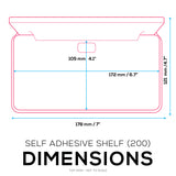 6.7" WIDE FLOATING ADHESIVE SHELF (200) W/ CABLE ACCESS FOR CAMERAS, BABY MONITORS, PLANTS & MORE (172MM X 105MM / 6.7” X 4.1”)