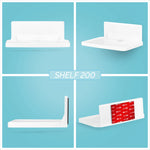 6.7" WIDE FLOATING ADHESIVE SHELF (200) W/ CABLE ACCESS FOR CAMERAS, BABY MONITORS, PLANTS & MORE (172MM X 105MM / 6.7” X 4.1”)