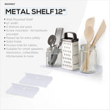 2-PACK 12" FLOATING METAL WALL SHELF FOR SPEAKERS, BOOKS, DECOR, PLANTS, CAMERAS, PHOTOS, KITCHEN, TOILET, ROUTERS & MORE UNIVERSAL SMALL HOLDER SHELVES