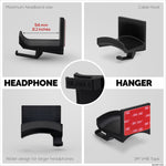 ULTRA-C: HEADPHONE HANGER WITH CABLE HOOK - BLACK