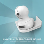 ADHESIVE UNIVERSAL TILTED CORNER SHELF FOR SECURITY CAMERAS, BABY MONITORS & HOME SECURITY SENSORS