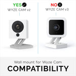 WALL MOUNT FOR WYZE CAM V2 SECURITY CAMERA - 3 PACK - WHITE - WHITE