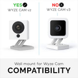 WALL MOUNT FOR WYZE CAM V2 SECURITY CAMERA - 3 PACK - WHITE - WHITE